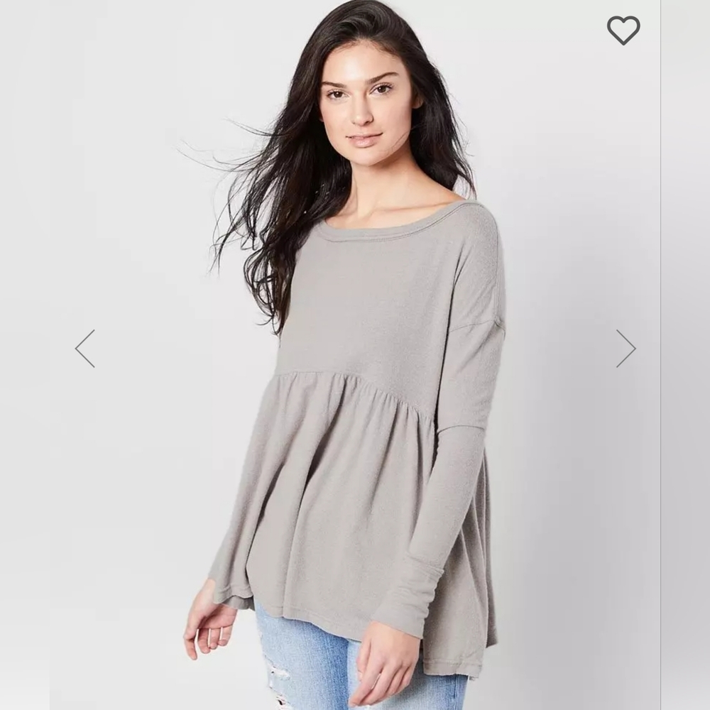 Free People Forever Your Girl Oyster color long sleeve Top Medium